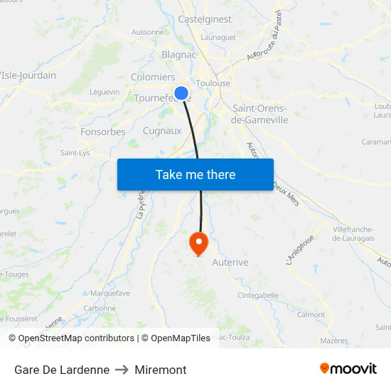 Gare De Lardenne to Miremont map