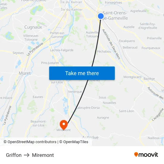 Griffon to Miremont map