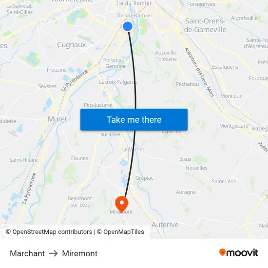 Marchant to Miremont map