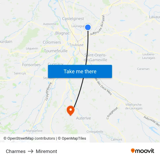 Charmes to Miremont map