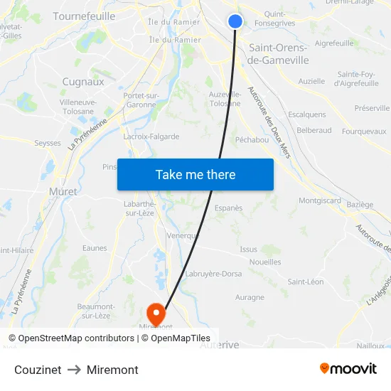 Couzinet to Miremont map