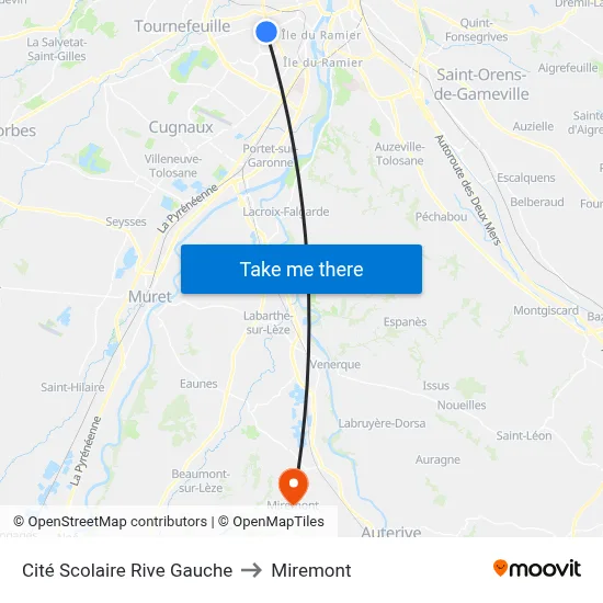 Cité Scolaire Rive Gauche to Miremont map