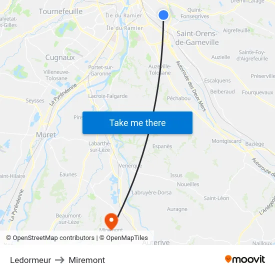 Ledormeur to Miremont map