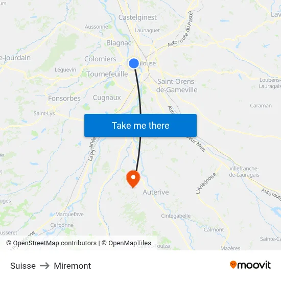 Suisse to Miremont map