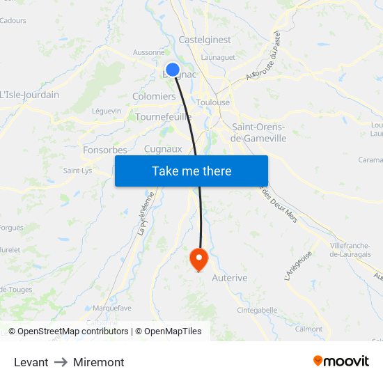 Levant to Miremont map