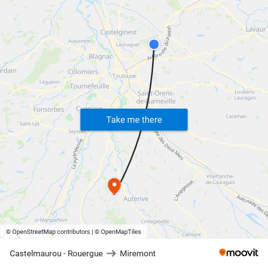 Castelmaurou - Rouergue to Miremont map