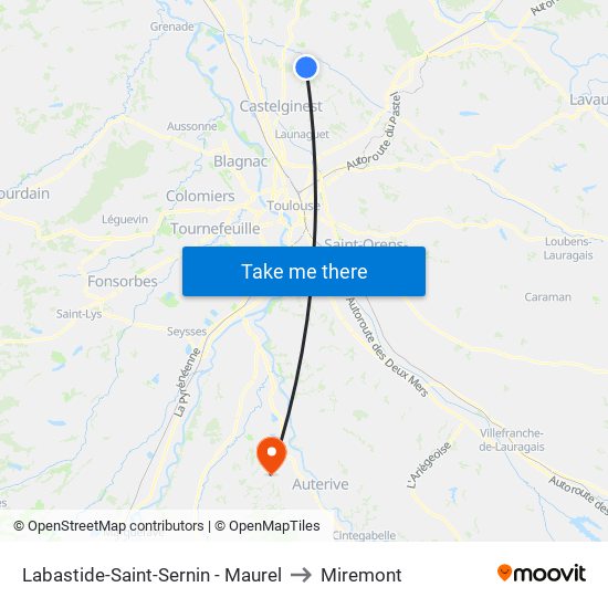 Labastide-Saint-Sernin - Maurel to Miremont map