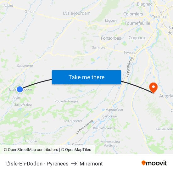 L'Isle-En-Dodon - Pyrénées to Miremont map