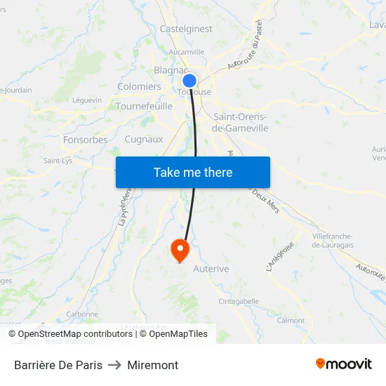Barrière De Paris to Miremont map