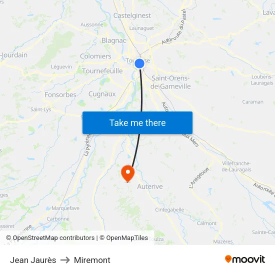 Jean Jaurès to Miremont map