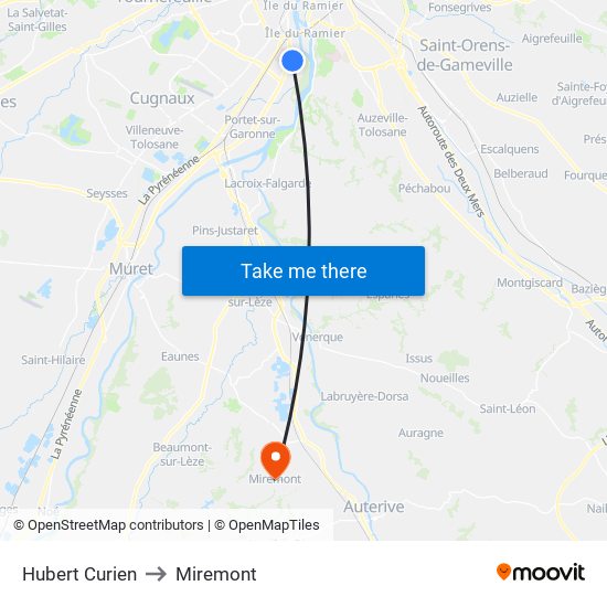 Hubert Curien to Miremont map