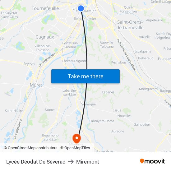 Lycée Déodat De Séverac to Miremont map