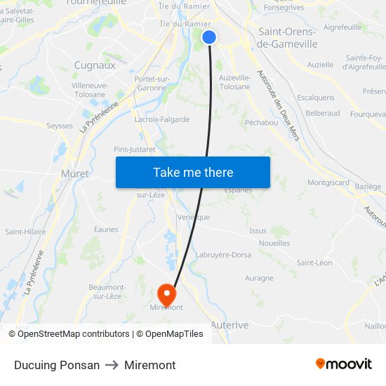 Ducuing Ponsan to Miremont map