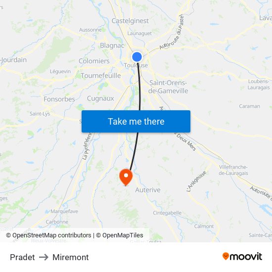 Pradet to Miremont map