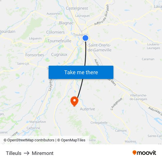 Tilleuls to Miremont map