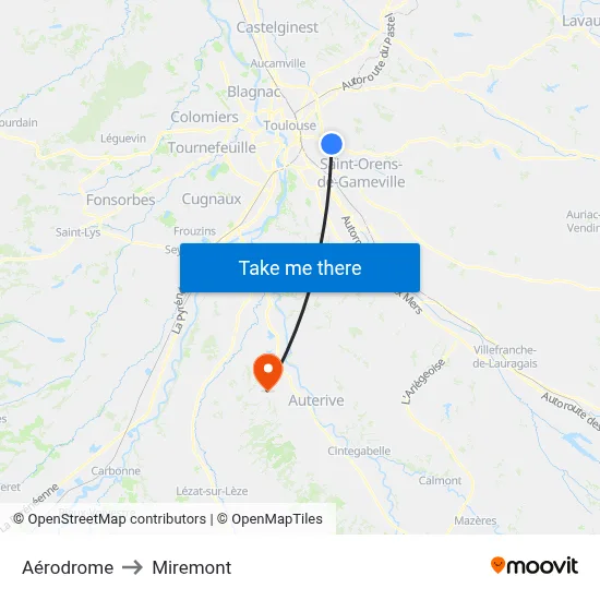 Aérodrome to Miremont map
