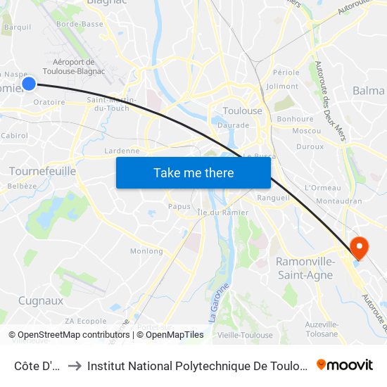 Côte D'Or to Institut National Polytechnique De Toulouse map