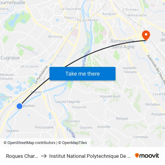 Roques Charmes to Institut National Polytechnique De Toulouse map