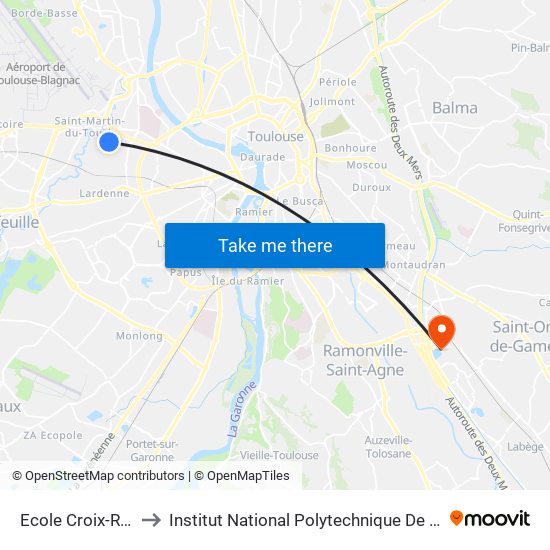 Ecole Croix-Rouge to Institut National Polytechnique De Toulouse map