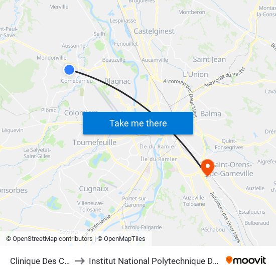 Clinique Des Cèdres to Institut National Polytechnique De Toulouse map