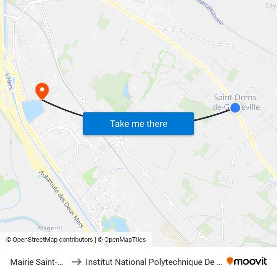 Mairie Saint-Orens to Institut National Polytechnique De Toulouse map