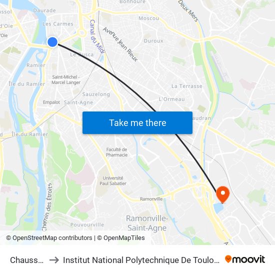 Chaussée to Institut National Polytechnique De Toulouse map