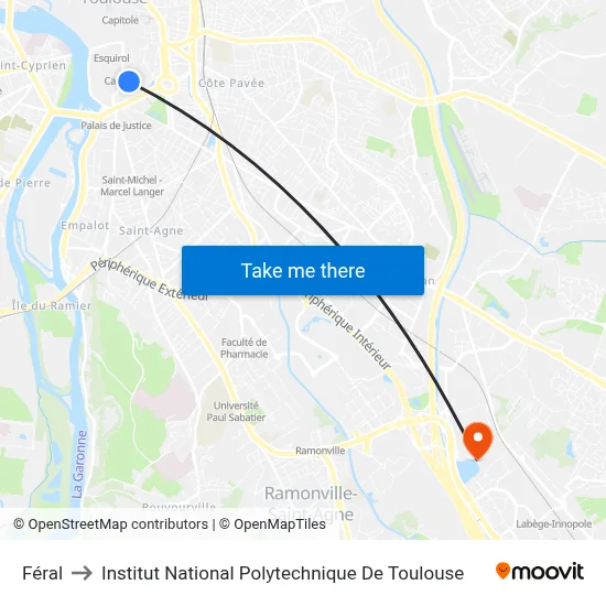 Féral to Institut National Polytechnique De Toulouse map
