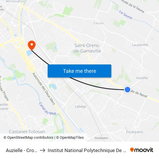 Auzielle - Crouzet to Institut National Polytechnique De Toulouse map