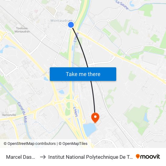 Marcel Dassault to Institut National Polytechnique De Toulouse map