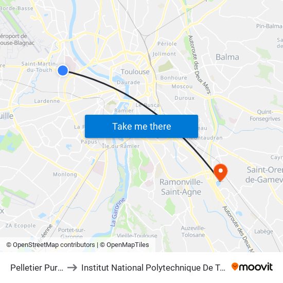 Pelletier Purpan to Institut National Polytechnique De Toulouse map