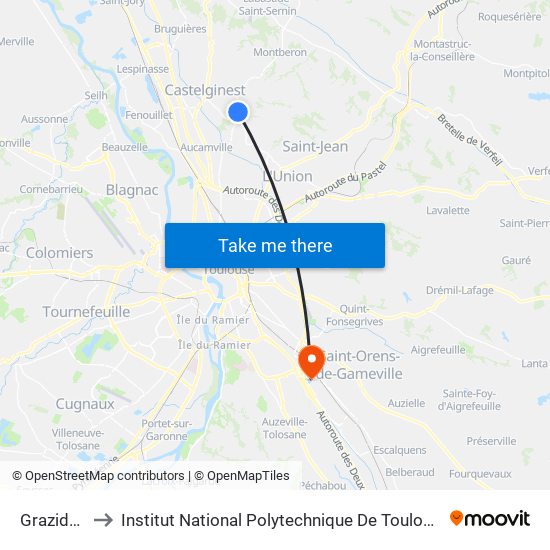 Grazidou to Institut National Polytechnique De Toulouse map