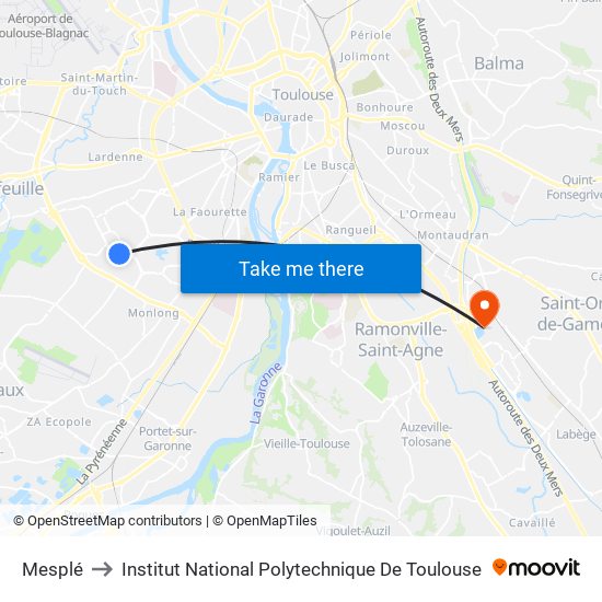 Mesplé to Institut National Polytechnique De Toulouse map