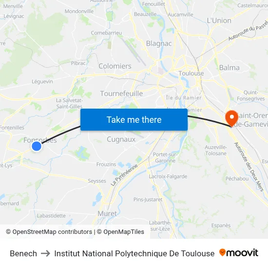 Benech to Institut National Polytechnique De Toulouse map