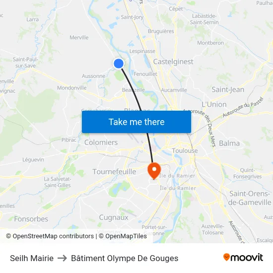 Seilh Mairie to Bâtiment Olympe De Gouges map