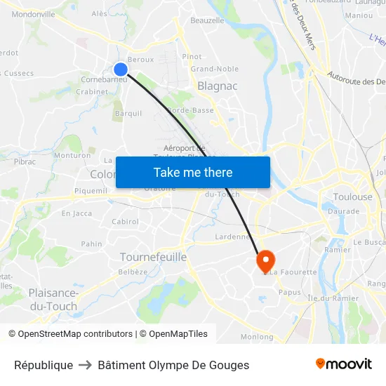 République to Bâtiment Olympe De Gouges map