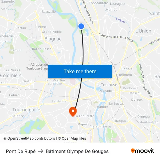Pont De Rupé to Bâtiment Olympe De Gouges map