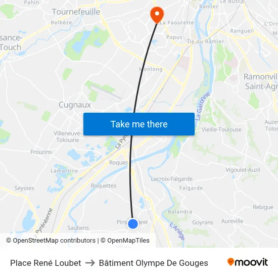 Place René Loubet to Bâtiment Olympe De Gouges map