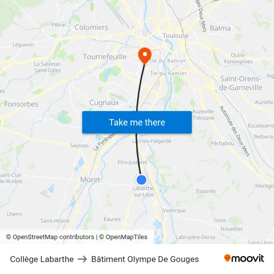 Collège Labarthe to Bâtiment Olympe De Gouges map