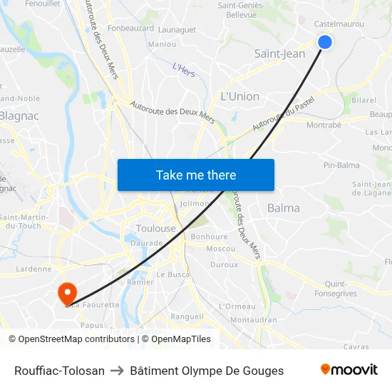 Rouffiac-Tolosan to Bâtiment Olympe De Gouges map