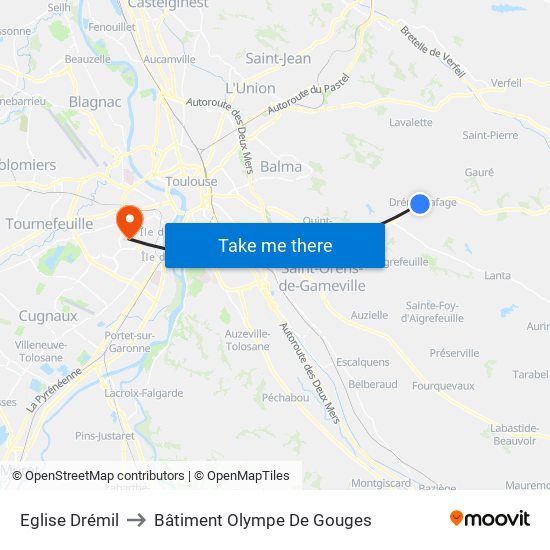 Eglise Drémil to Bâtiment Olympe De Gouges map