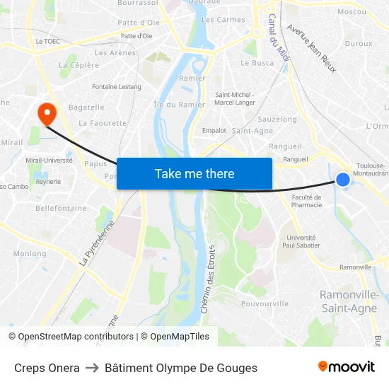 Creps  Onera to Bâtiment Olympe De Gouges map