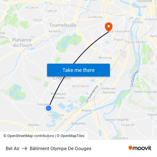 Bel Air to Bâtiment Olympe De Gouges map