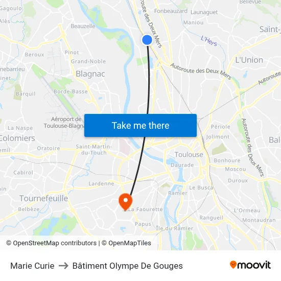 Marie Curie to Bâtiment Olympe De Gouges map