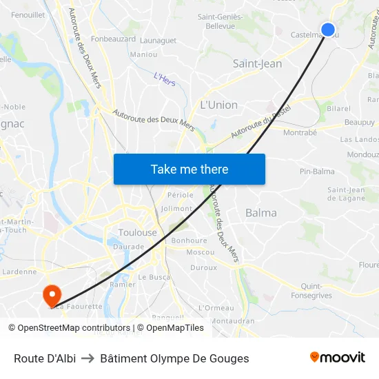 Route D'Albi to Bâtiment Olympe De Gouges map