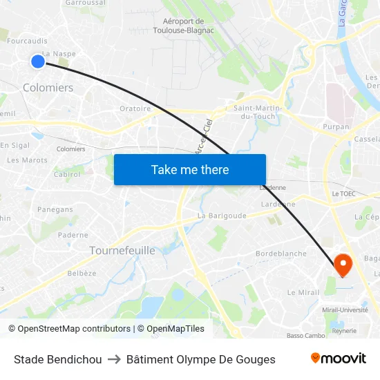 Stade Bendichou to Bâtiment Olympe De Gouges map