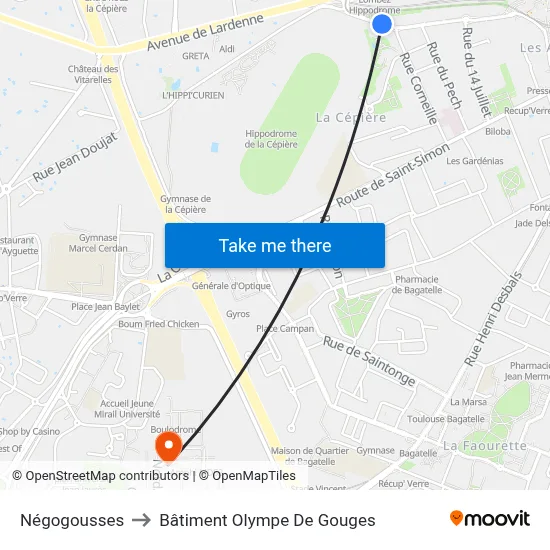 Négogousses to Bâtiment Olympe De Gouges map