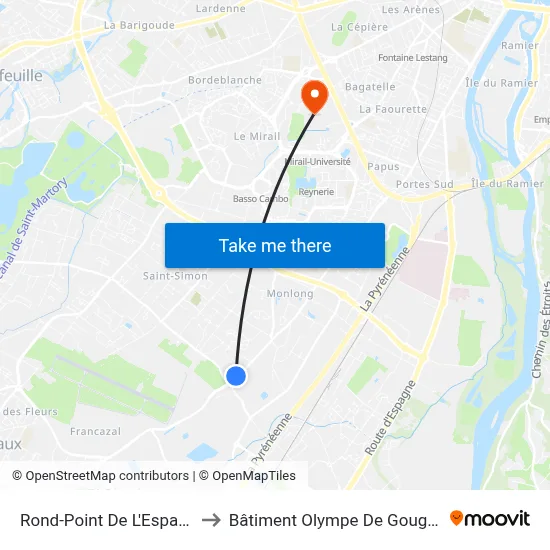 Rond-Point De L'Espace to Bâtiment Olympe De Gouges map