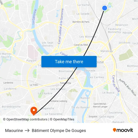 Maourine to Bâtiment Olympe De Gouges map