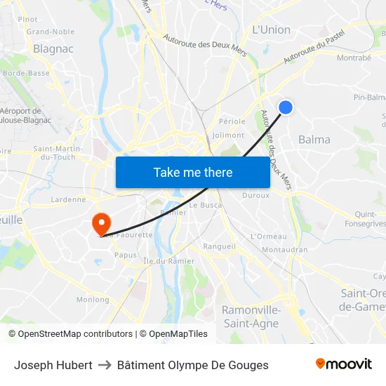 Joseph Hubert to Bâtiment Olympe De Gouges map
