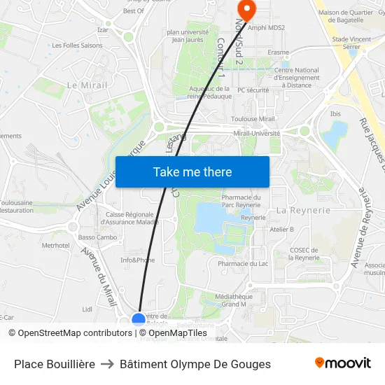 Place Bouillière to Bâtiment Olympe De Gouges map